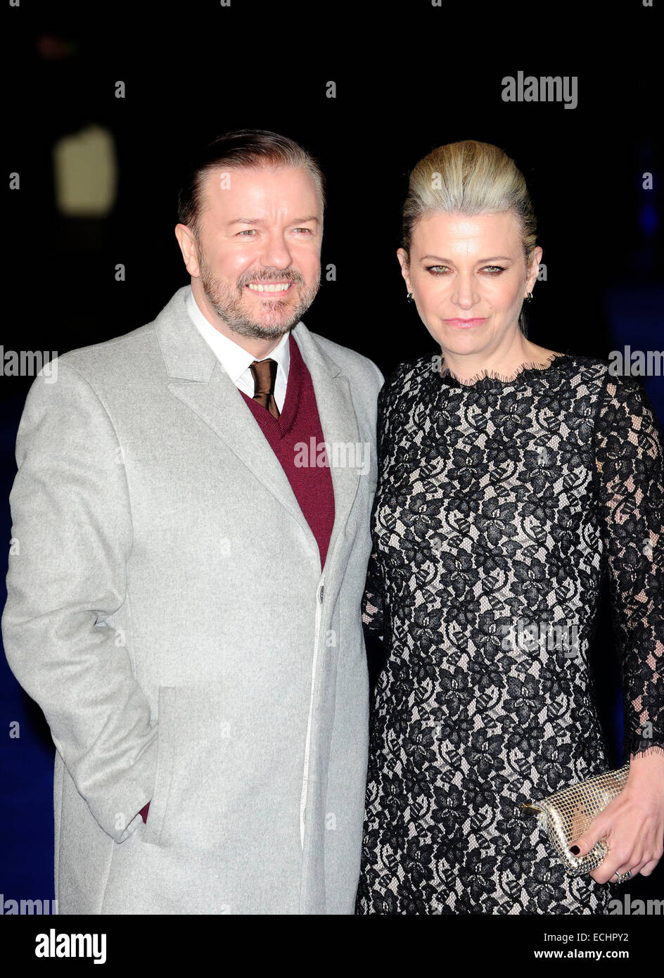 London, UK. 15th Dec, 2014. Ricky Gervais Wife Jane Fallon attend the