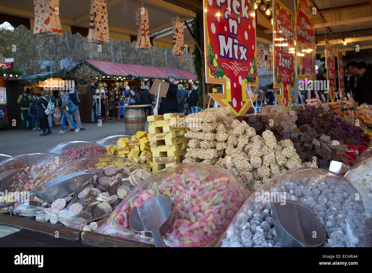 Pick n Mix sweeties for sales at the 2014 Christmas Market at London's Tate Modern Gallery Stock Photo