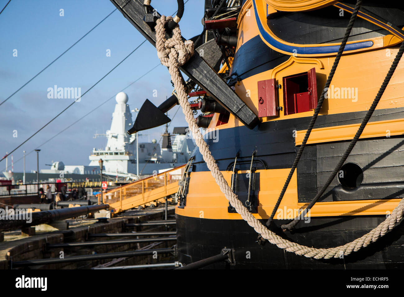 The Historic Dockyard Portsmouth Hampshire HMS Victory Stock Photo