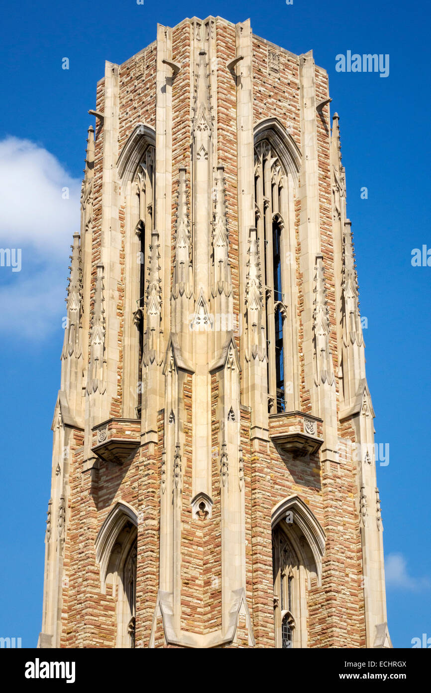 Saint St. Louis Missouri,Hi-Pointe,De Mun Historic District,neighborhood,Concordia Seminary,religion,Lutheran Church,Luther Tower,Gothic style archite Stock Photo