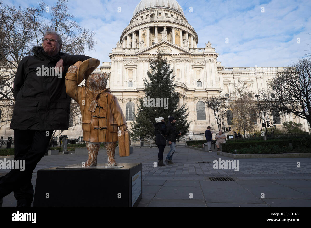 Statue of Paddington Bear opposite St Paul's Cathedral, London Stock