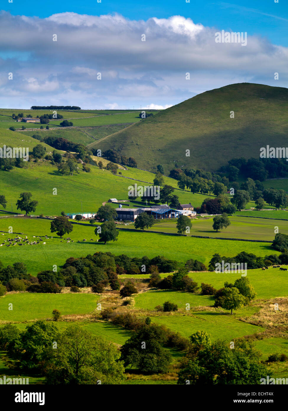 Upland hill farm in countryside near Longnor in the Staffordshire Moorlands area of the Peak District National Park England UK Stock Photo