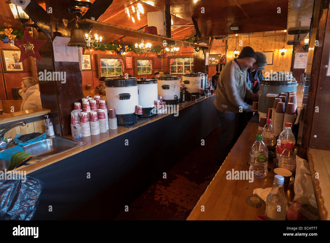 Mulled wine chalet themed bar at the Tate Modern Christmas Market in