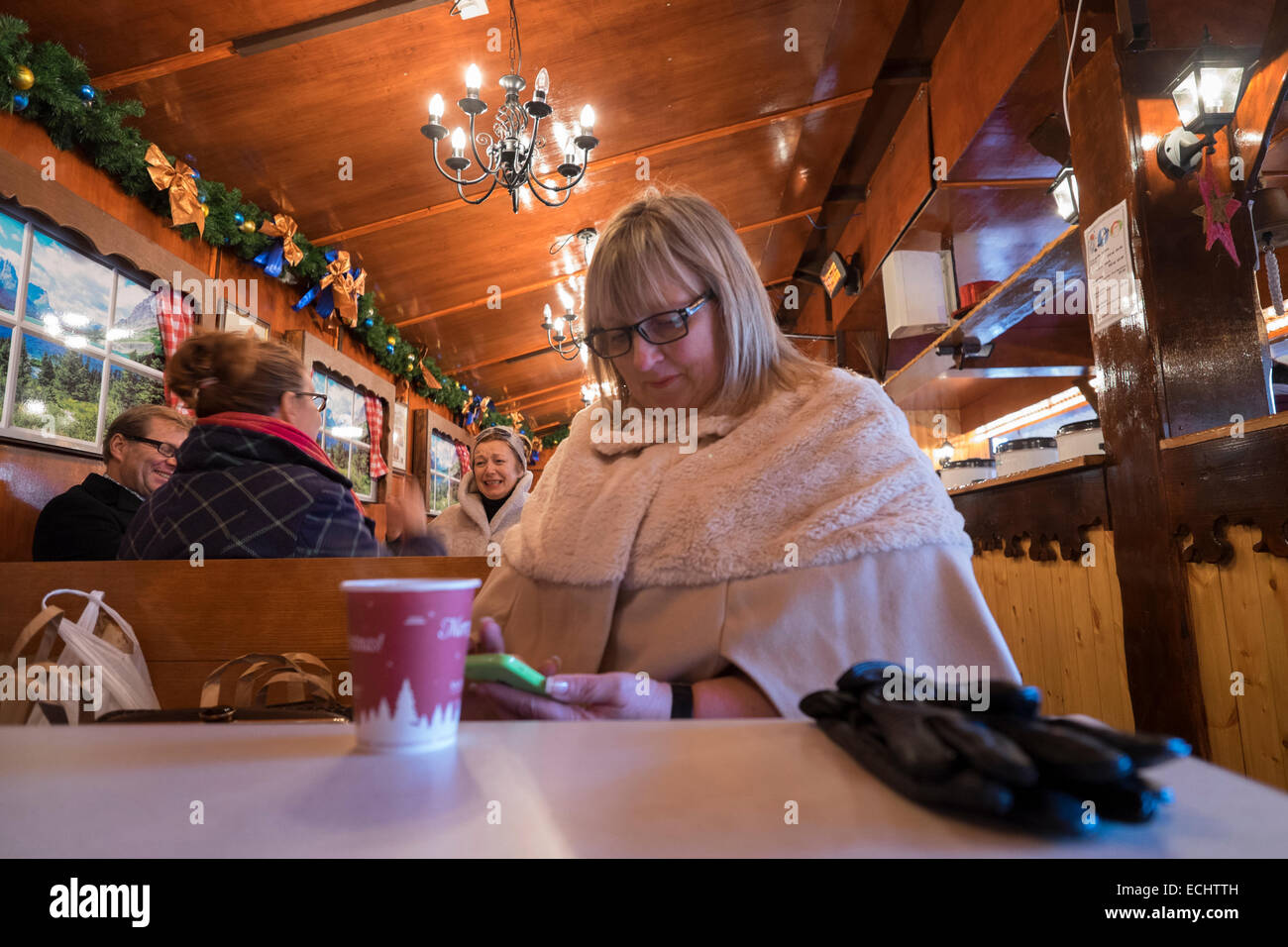 Mulled wine chalet themed bar at the Tate Modern Christmas Market in