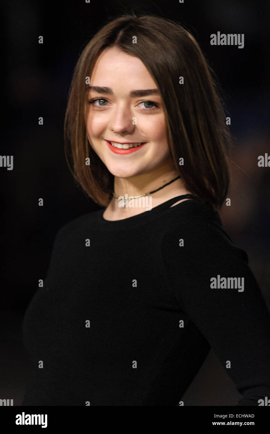 London, UK. 15th December, 2014. Maisie Williams attends the Night at the Museum Secret of the Tomb European Premiere on 15/12/2014 at The Empire Leicester Square, London.    Credit:  Julie Edwards/Alamy Live News Stock Photo