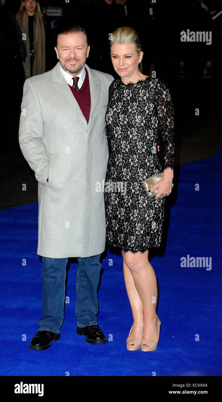 London, UK. 15th December, 2014. Ricky Gervais Wife Jane Fallon attend