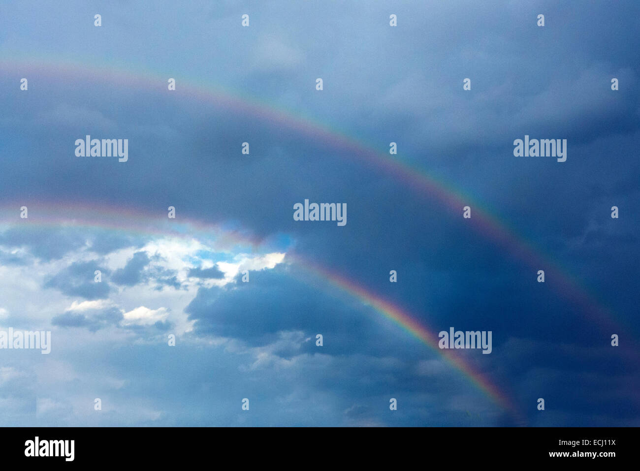 Double rainbow. Stock Photo