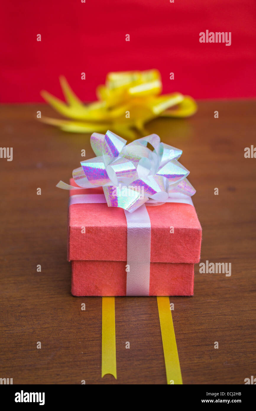 Gift boxes with colorful bows Stock Photo - Alamy