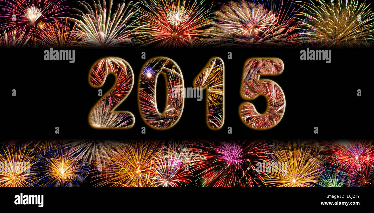 Festive fireworks display for New Years 2015 celebration Stock Photo
