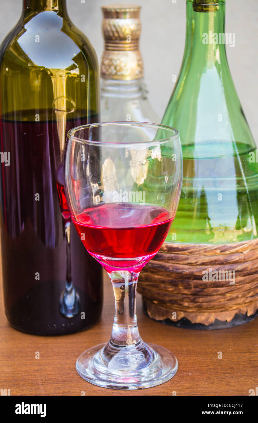 Wine Glass Set of classic on the table Stock Photo