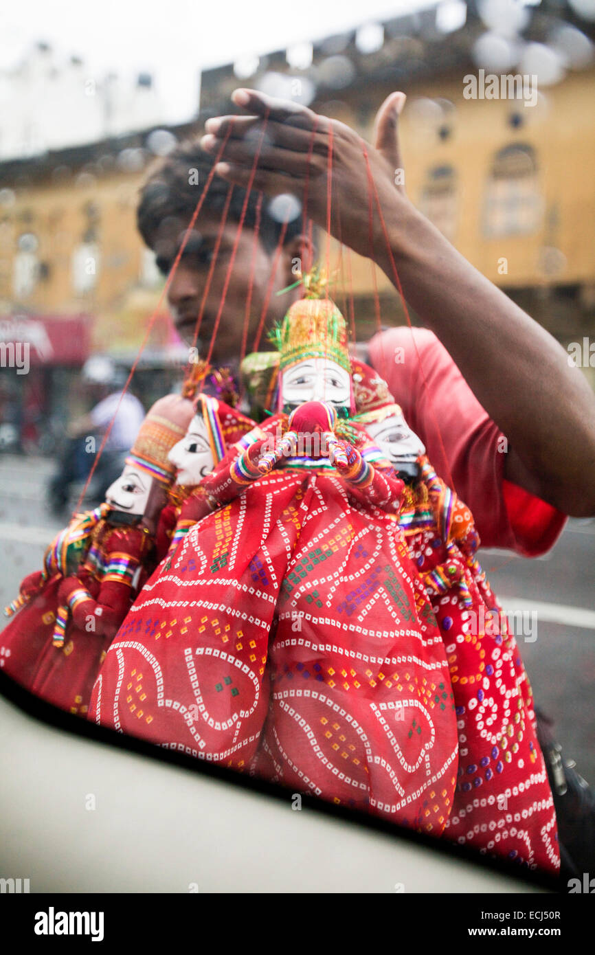 Jaipur, puppet seller, puppets Stock Photo Alamy