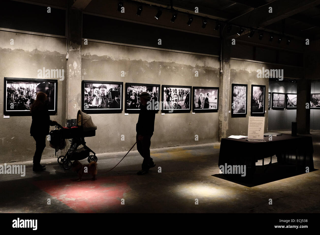 Writing With Light photography exhibition by photographer Ziv Koren on display at the Tel-Aviv Port. Stock Photo