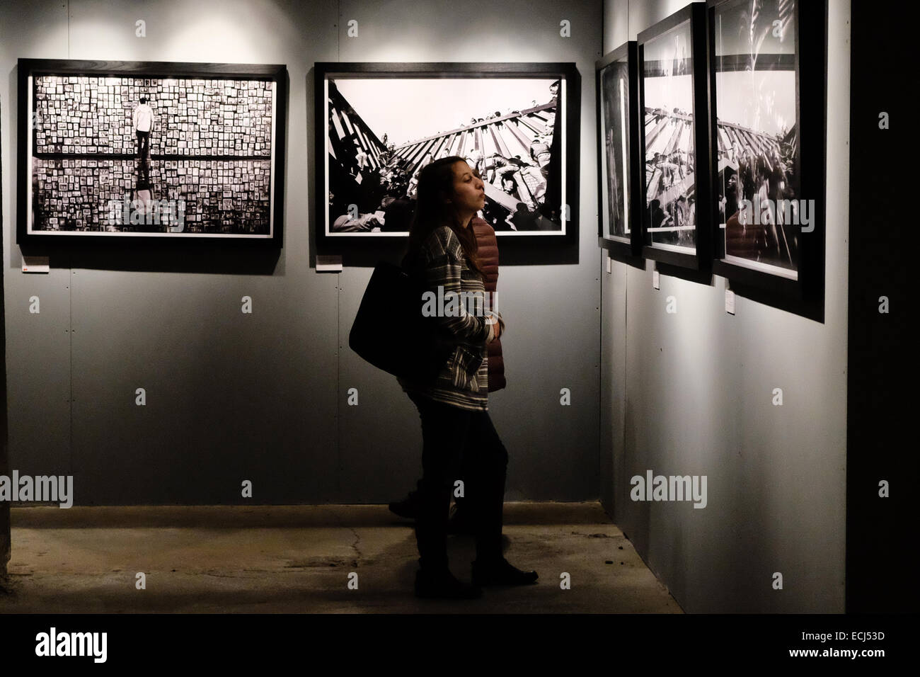 Writing With Light photography exhibition by photographer Ziv Koren on display at the Tel-Aviv Port. Stock Photo