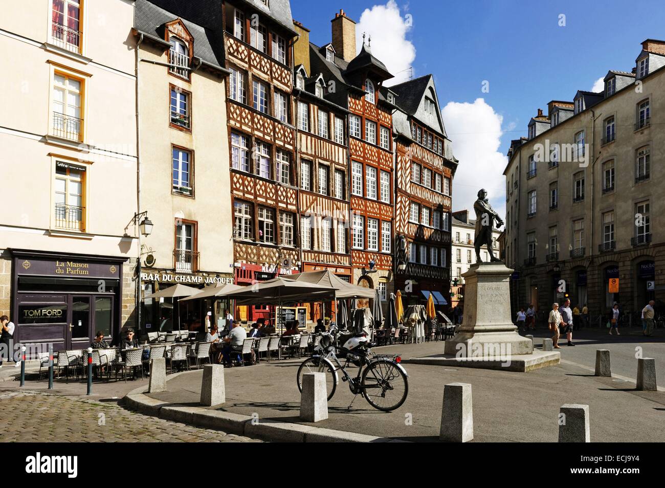 France, Ille et Vilaine, Rennes, Champ Jacquet square is bordered of ...