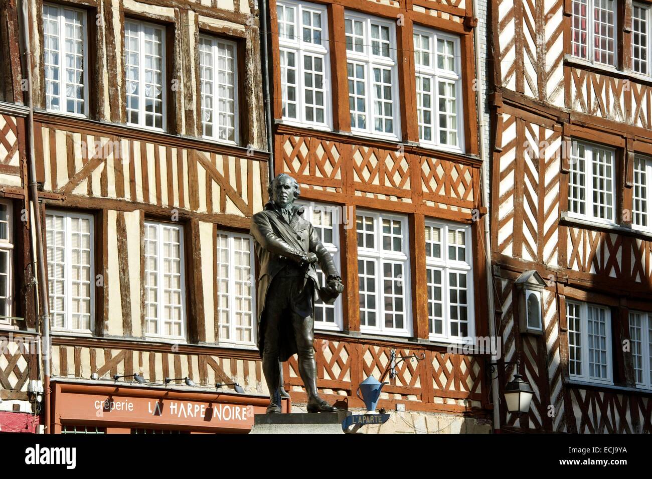 France, Ille et Vilaine, Rennes, Champ Jacquet square is bordered of ...