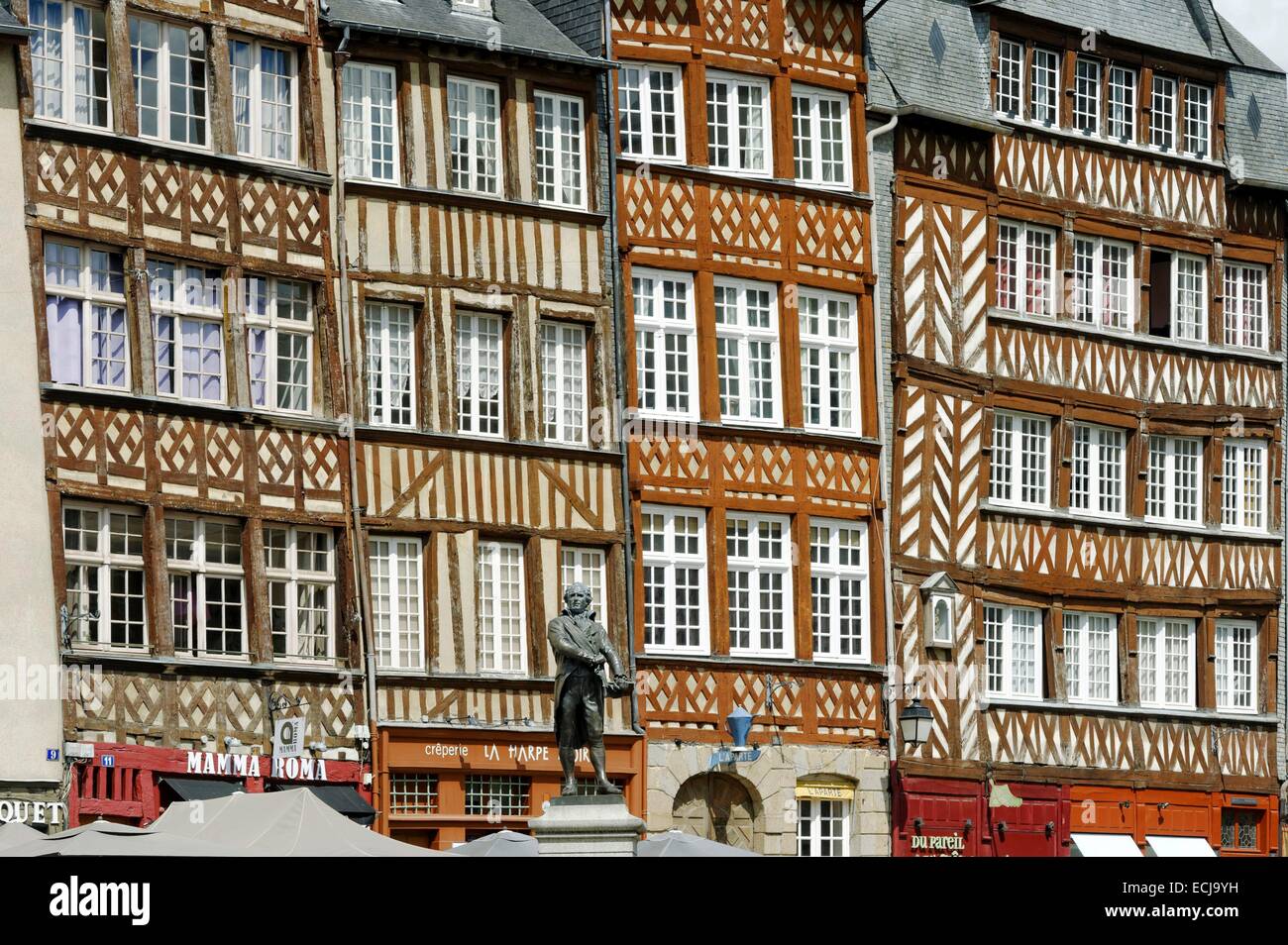 France, Ille et Vilaine, Rennes, Champ Jacquet square is bordered of ...