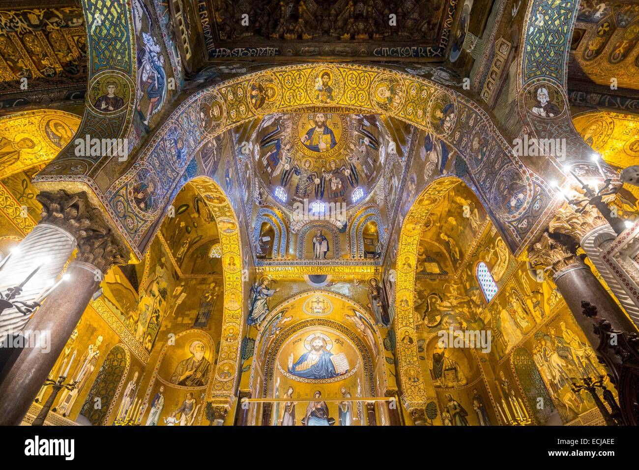 Italy, Sicily, Palermo, Norman Palace, the Palatine Chapel, a ...