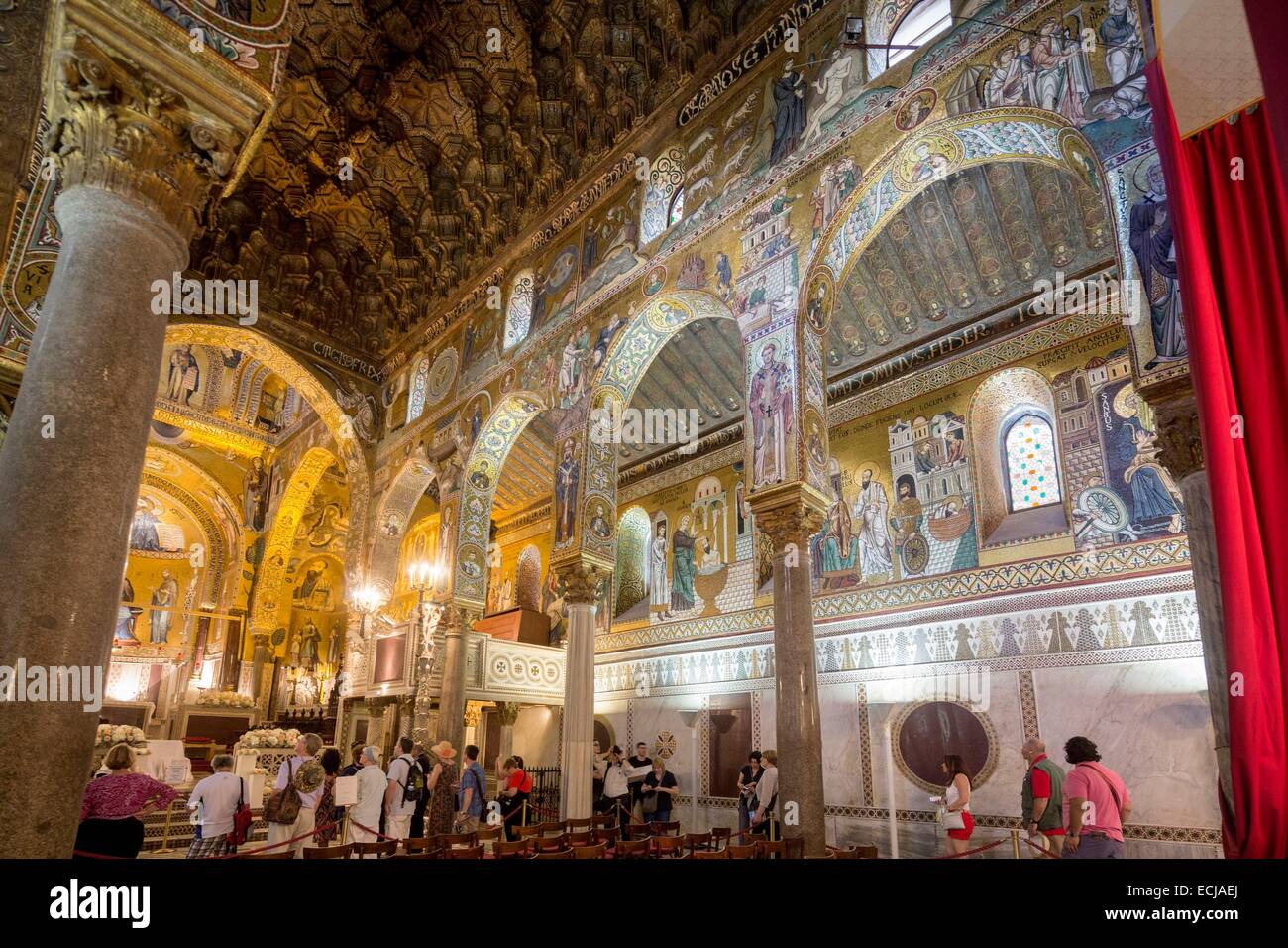 Italy, Sicily, Palermo, Norman Palace, the Palatine Chapel, a ...