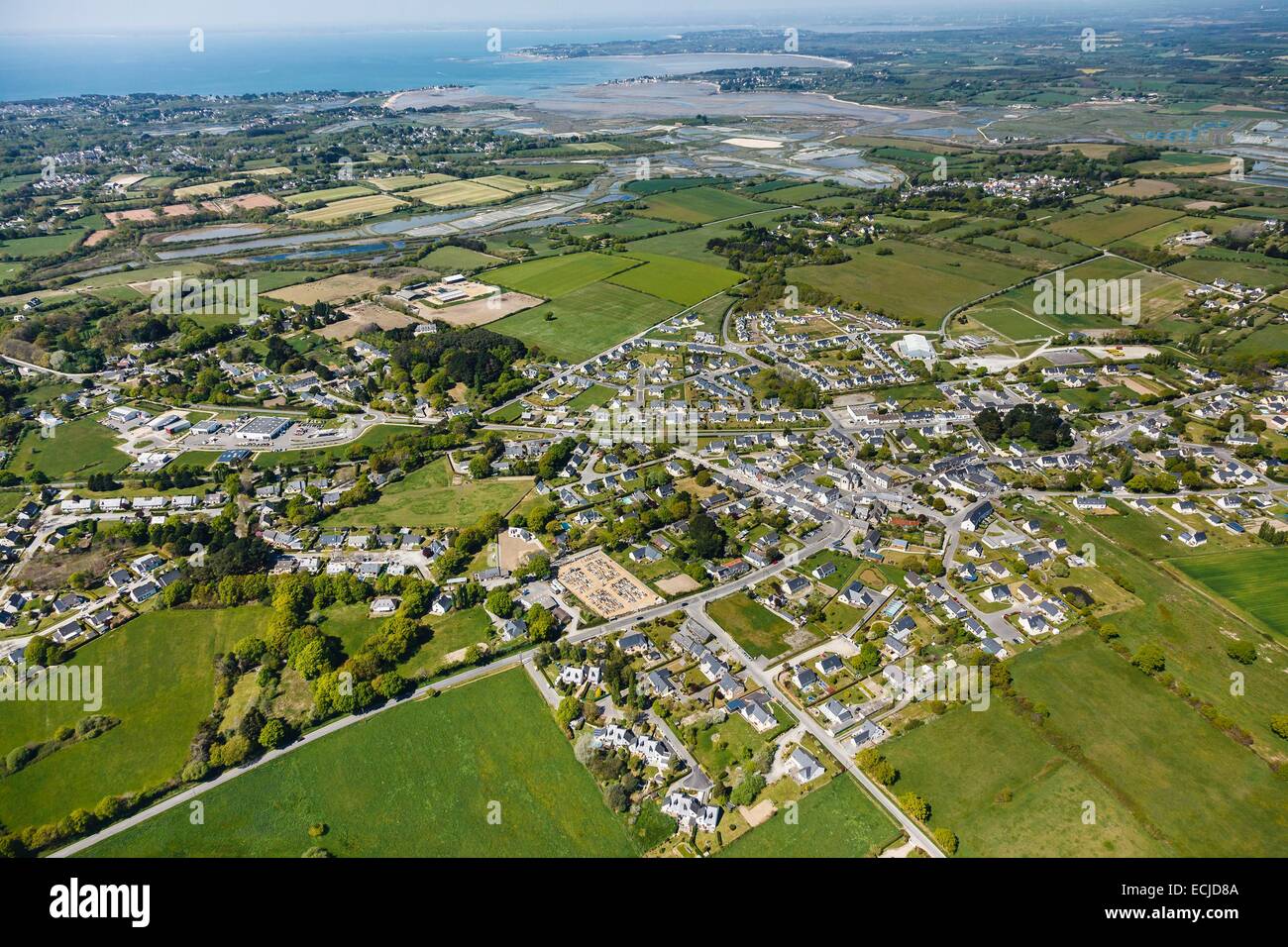 France, Loire Atlantique, Saint Molf, the village (aerial view) Stock Photo