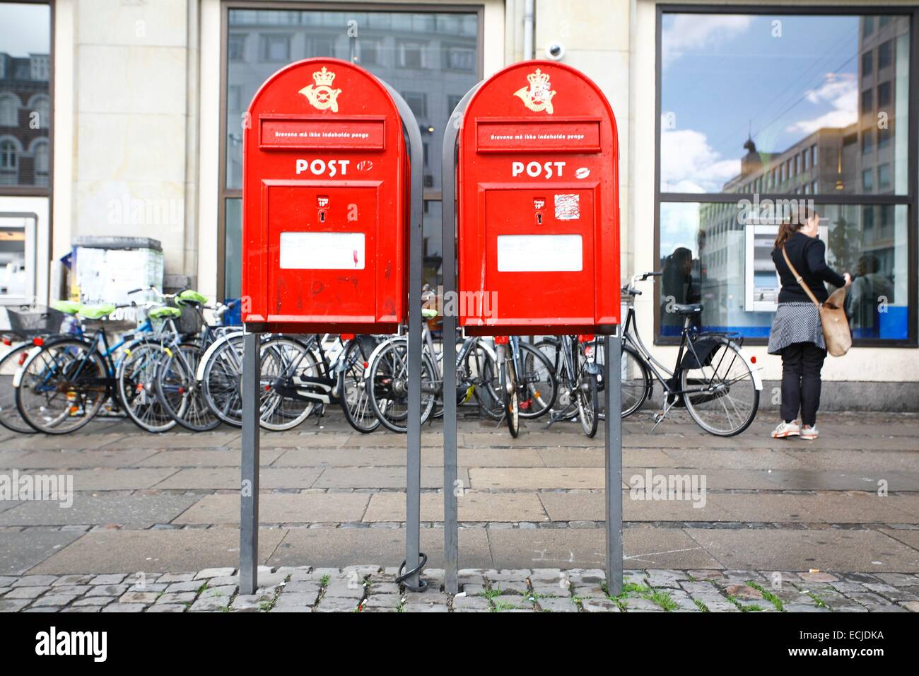 Denmark, Capital (Hovedstaden), Copenhagen, postboxes Stock Photo