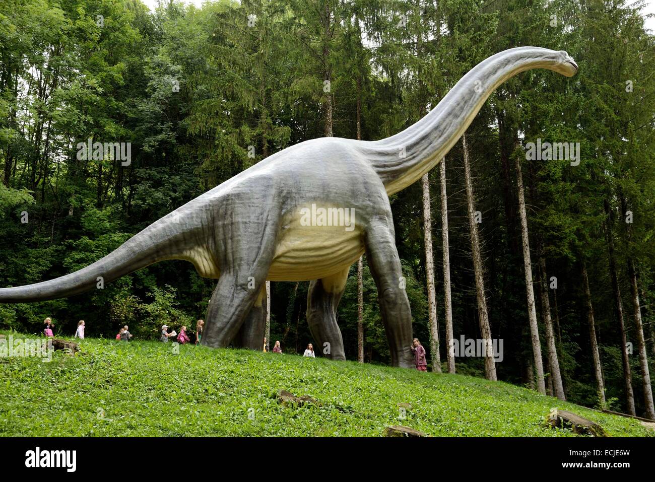 France, Doubs, Charbonnieres les Sapins, Dino Zoo prehistoric park, Brachiosaurus Stock Photo