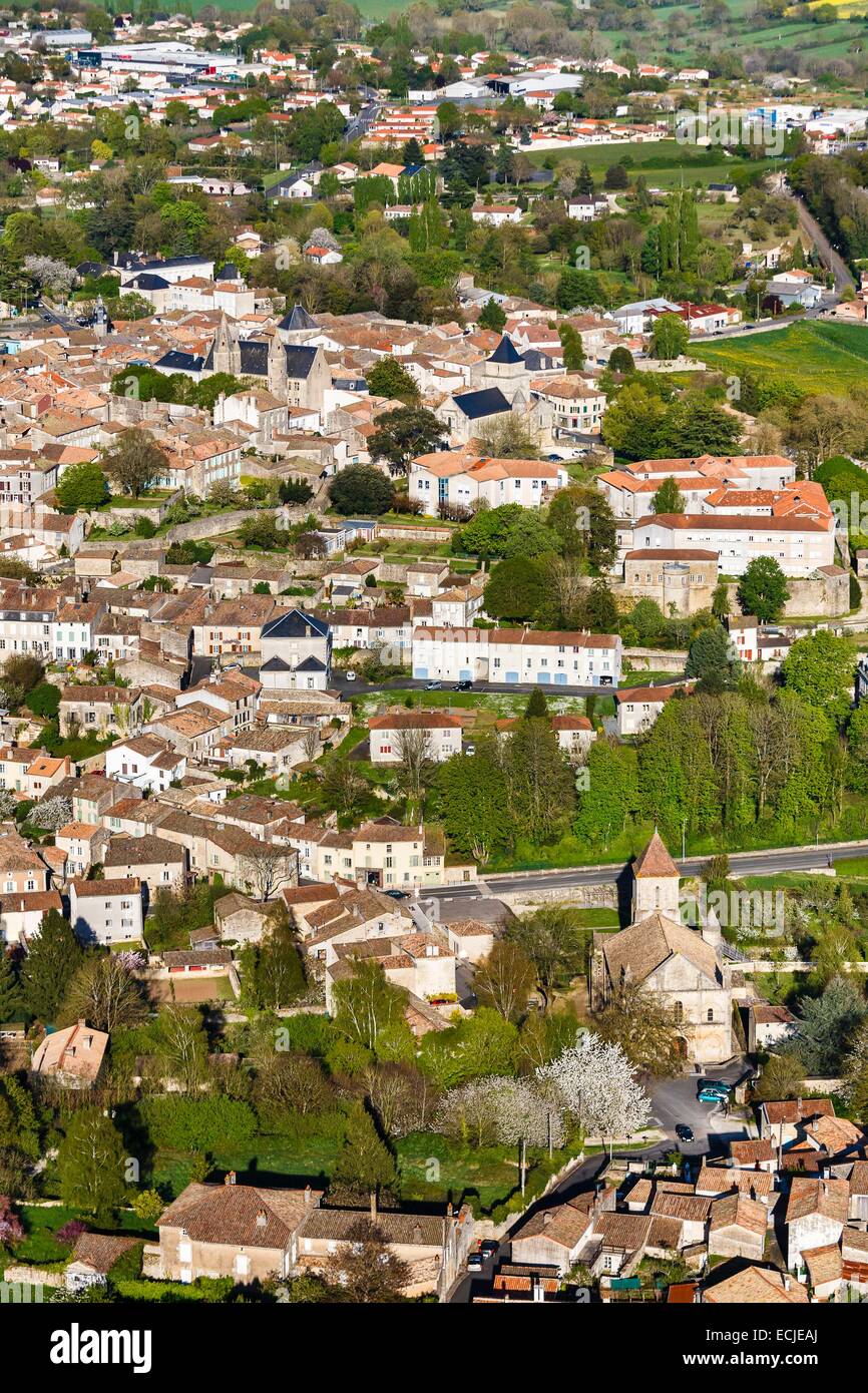 France, Deux Sevres, Melle, the village (aerial view) Stock Photo