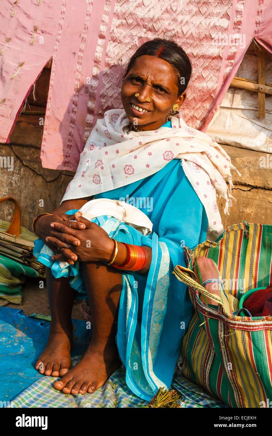 India, Chhattisgarh, Jagdalpur, adivasi woman portrait Stock Photo
