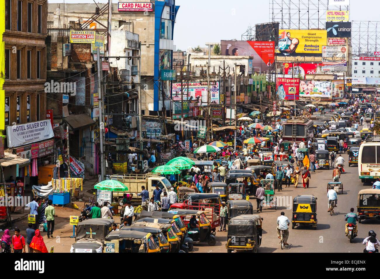 India, Odisha, Cuttack, busy street Stock Photo Alamy