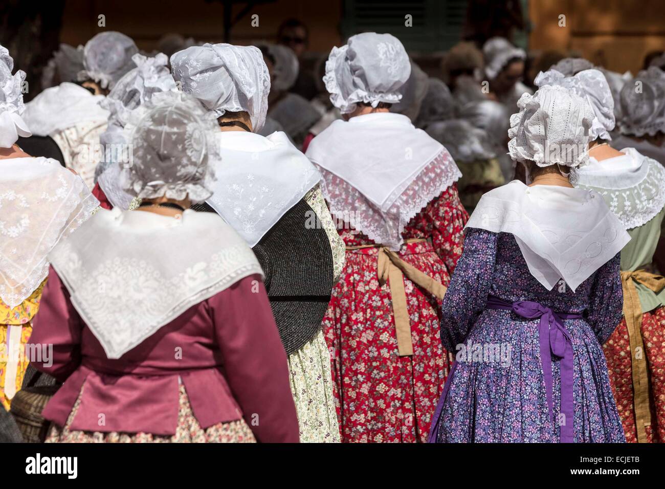 France, Var, Frejus, La Bravade, traditional festival in honor of the arrival of Saint Francois de Paule in the city, traditional Provencal Costume Stock Photo
