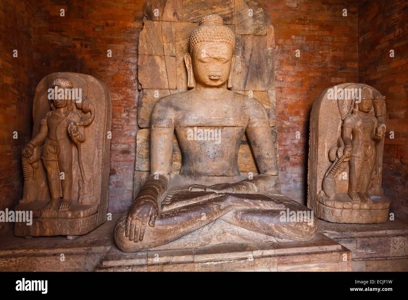 India, Odisha, Ratnagiri, buddhist monastery dated 8th-11th century, Buddha statue Stock Photo