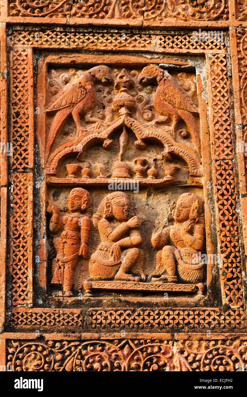 India, West Bengal, Bishnupur, terracotta Madan Mohan temple (1694), detail Stock Photo Alamy