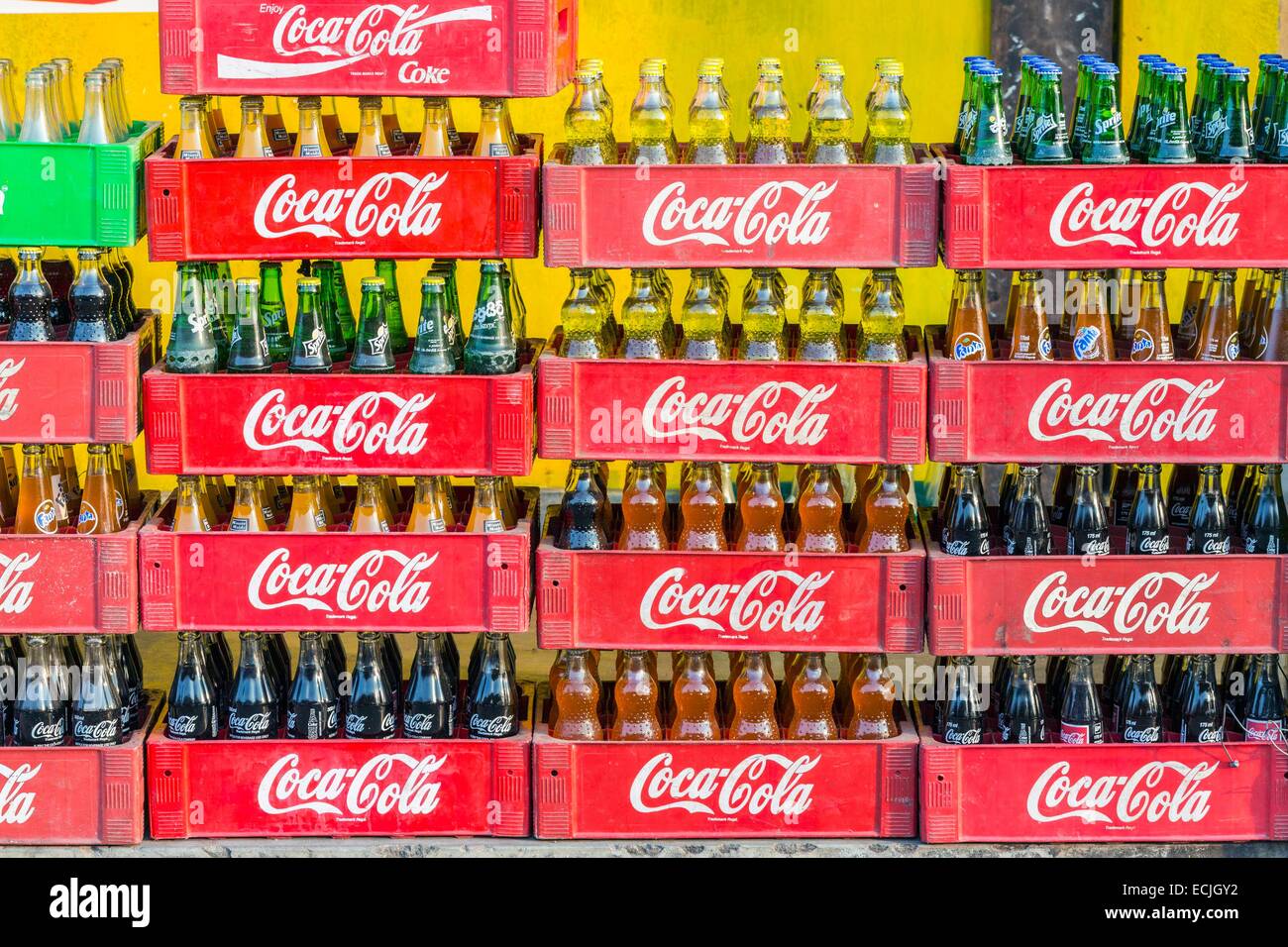 Sri Lanka, Eastern province, Trincomalee, Coca-Cola stock at the grocery store to the bus station Stock Photo