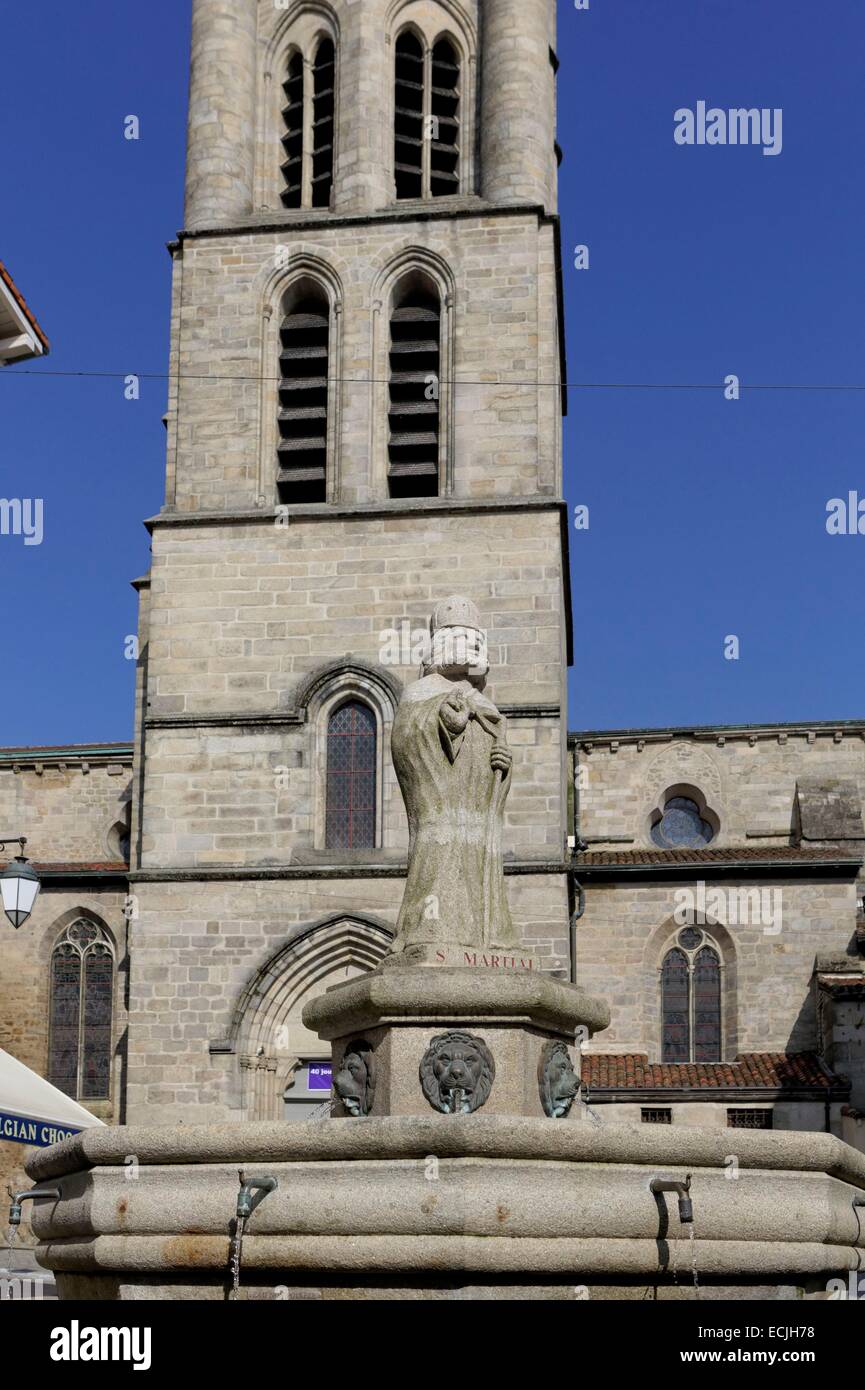 France, Haute Vienne, Limoges, Saint Martial statue, Saint Michel des Lions church Stock Photo