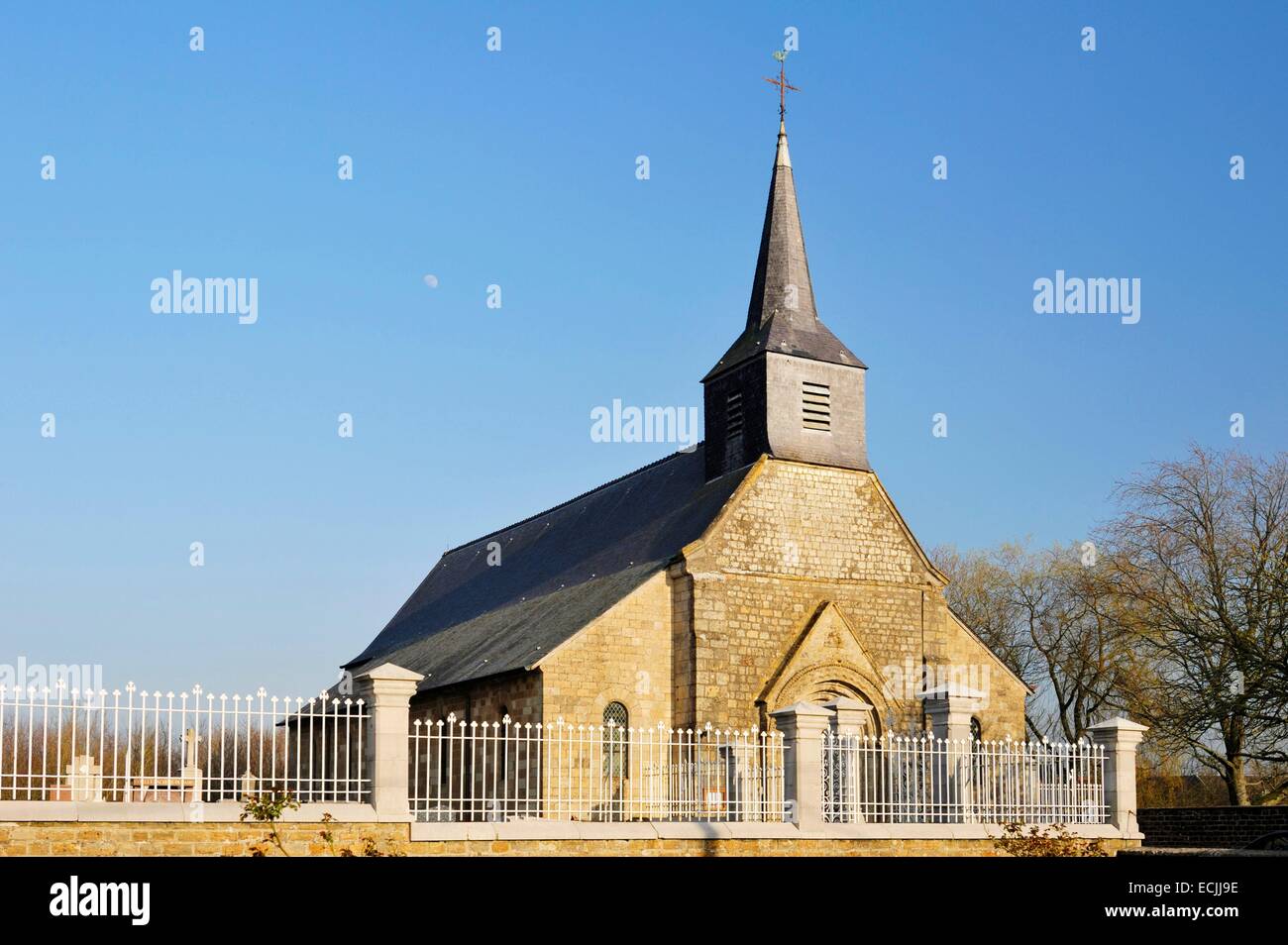 France, Pas de Calais, Le Wast, church Saint Michel and its portal Stock Photo