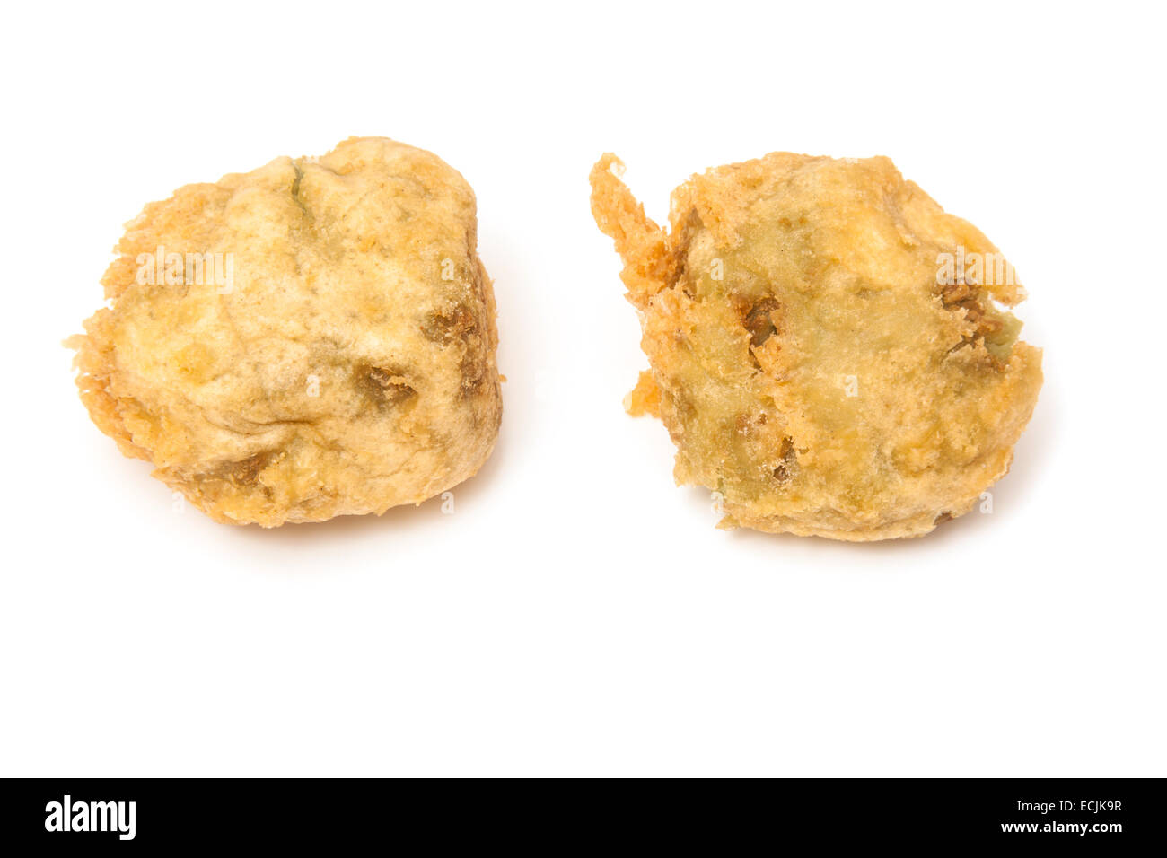 Deep fried Pea fritters or balls fresh from the fish and chip shop