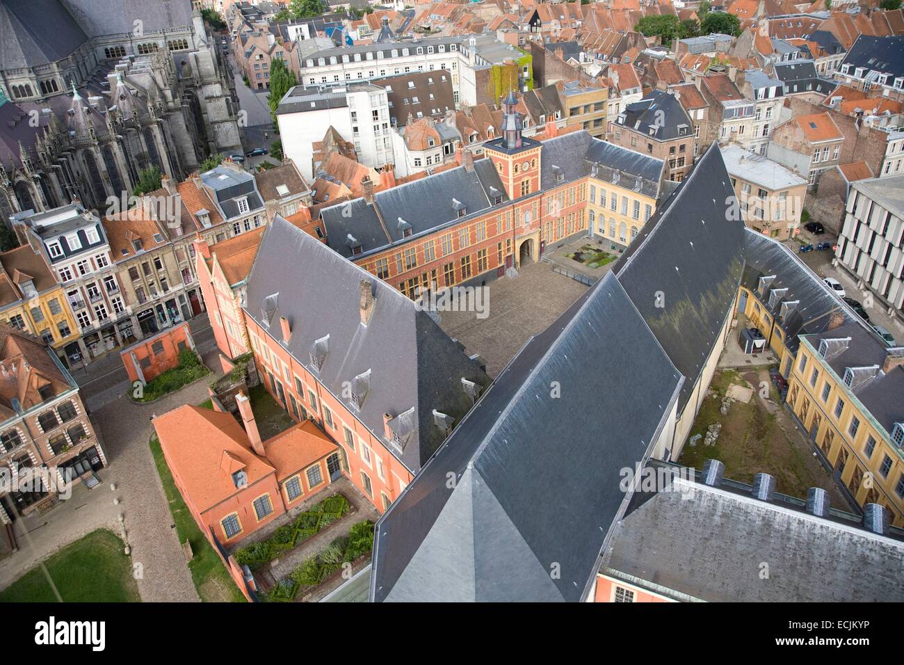 France, Nord, Lille, contesse hospice museum (aerial view) Stock Photo