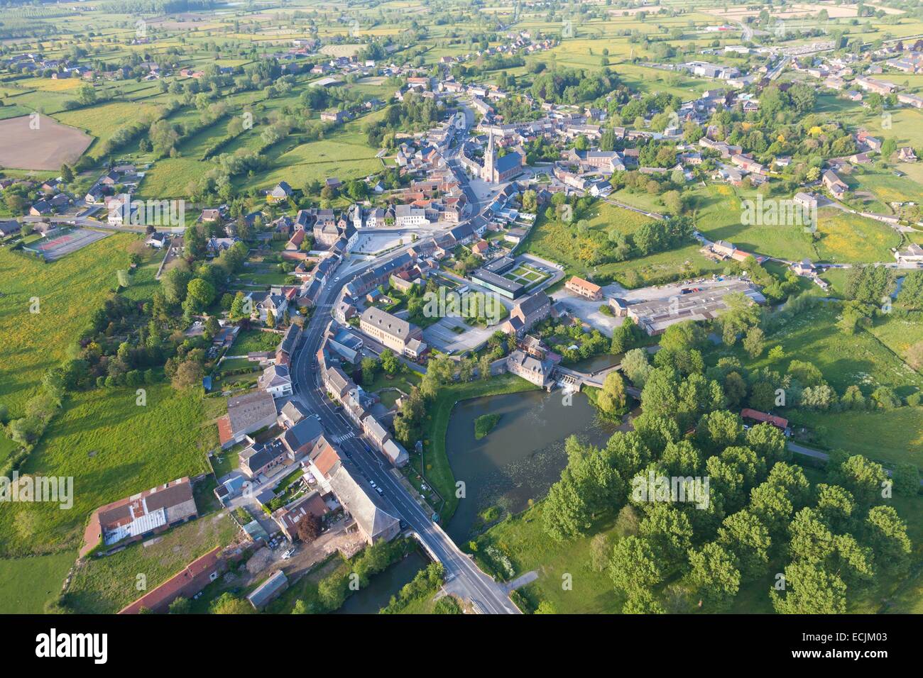 France, Nord, Maroilles (aerial view) Stock Photo