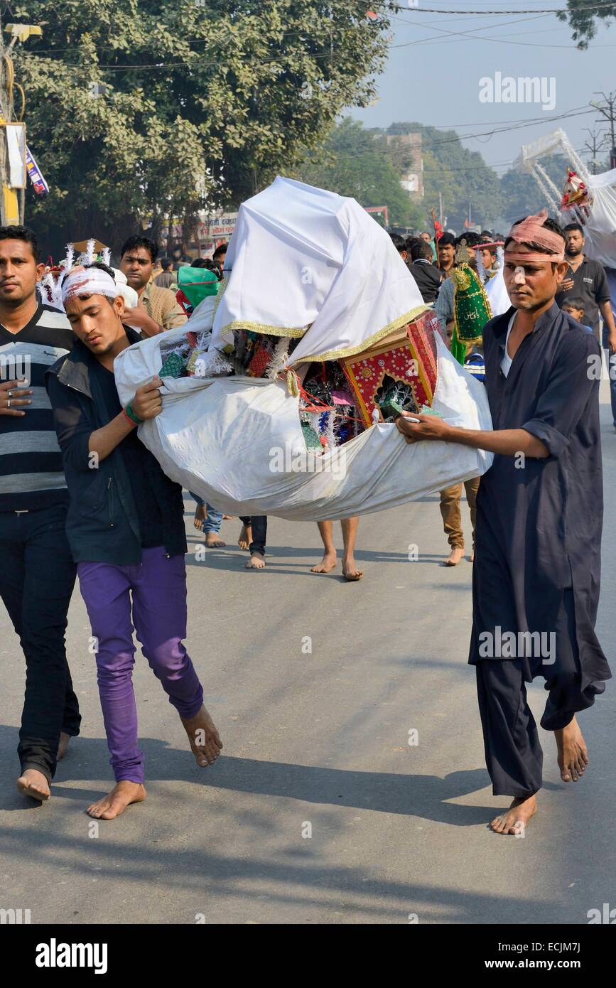 India, Uttar Pradesh, Lucknow, Ashura festival, Shia muslims carrying