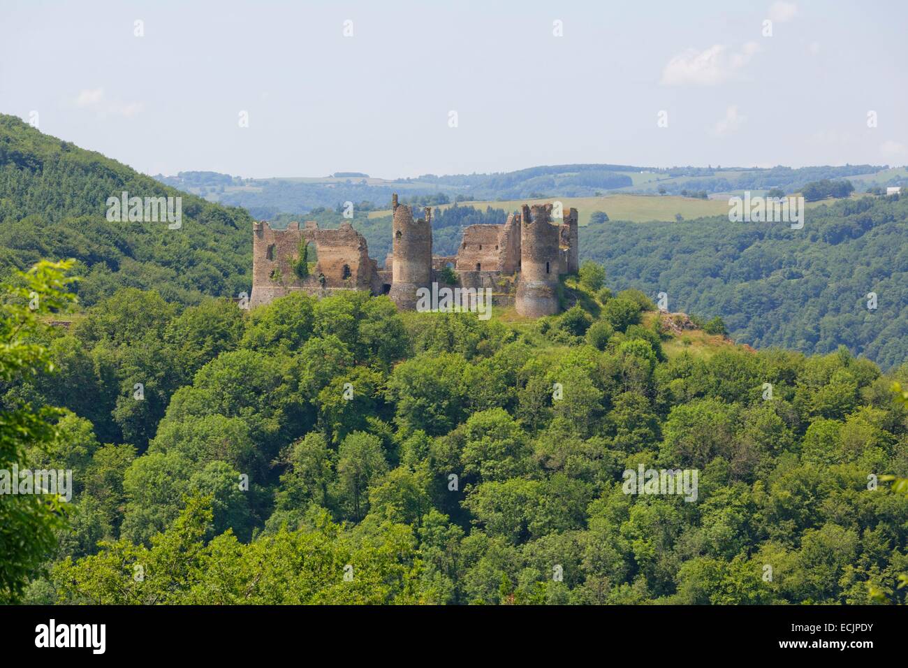 France, Puy de Dome, Saint Remy de Blot, Chateau Rocher, Rocher castle, Sioule valley Stock Photo