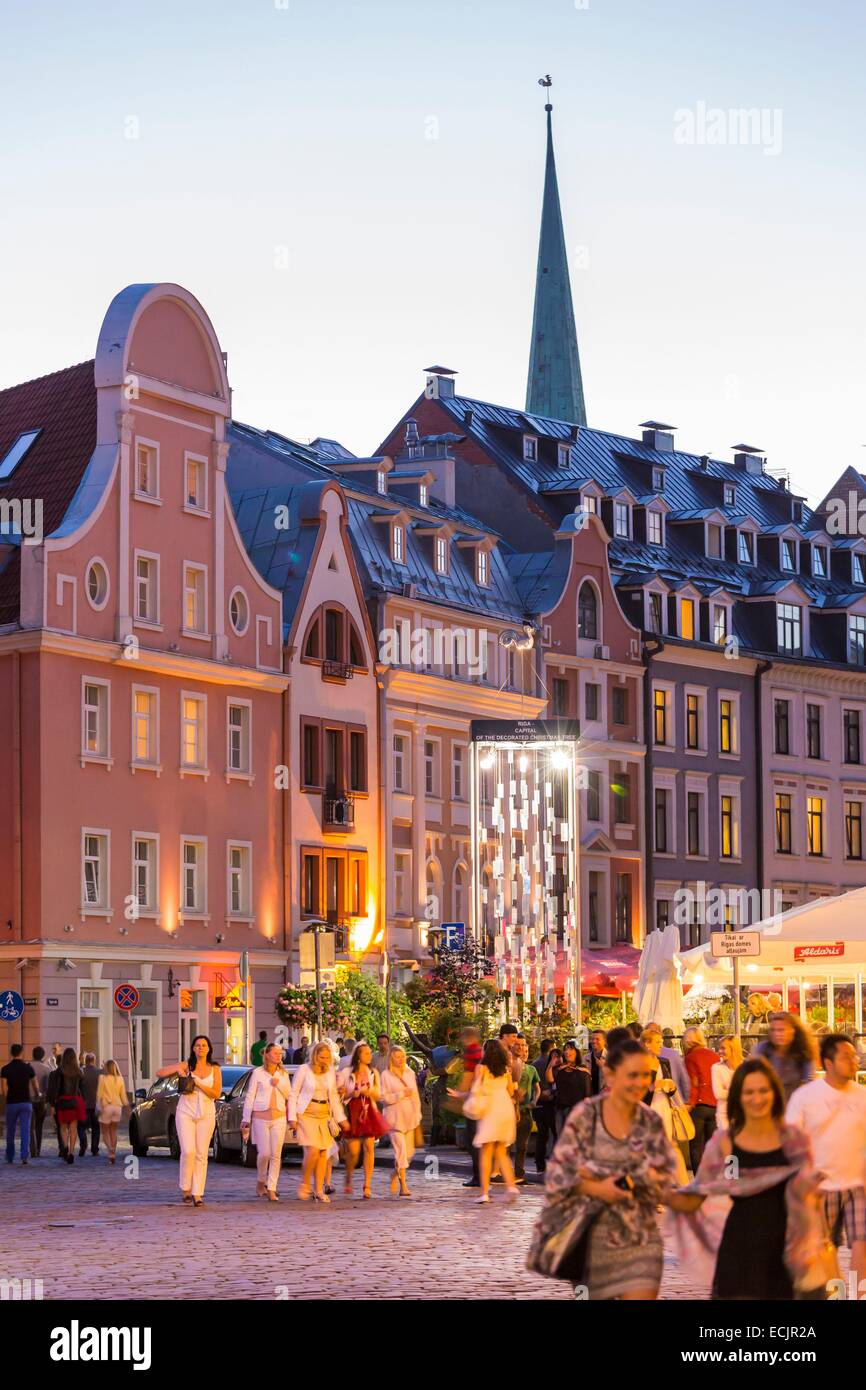 Latvia (Baltic States), Riga, European capital of culture 2014, historical centre listed as World Heritage by UNESCO, old town, rue Tirgonu Stock Photo