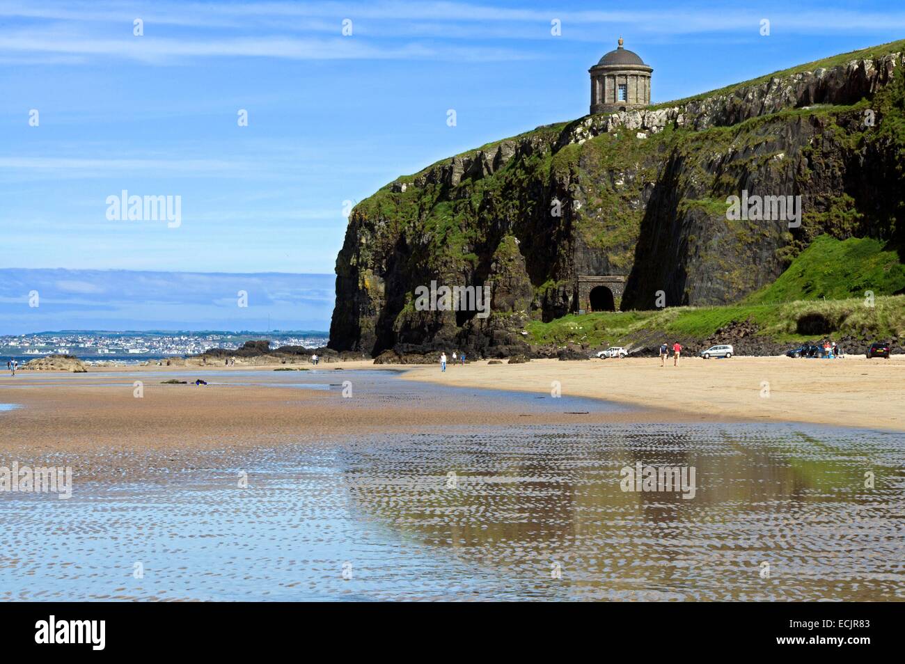 United Kingdom, Northern Ireland, County Derry, at Mussendun Temple, the 120ft-high cliffs plummet to Downhill Beach, otherwise known as Dragonstone, and where Stannis Baratheon watched as the Seven Idols of Westeros burned, Stock Photo