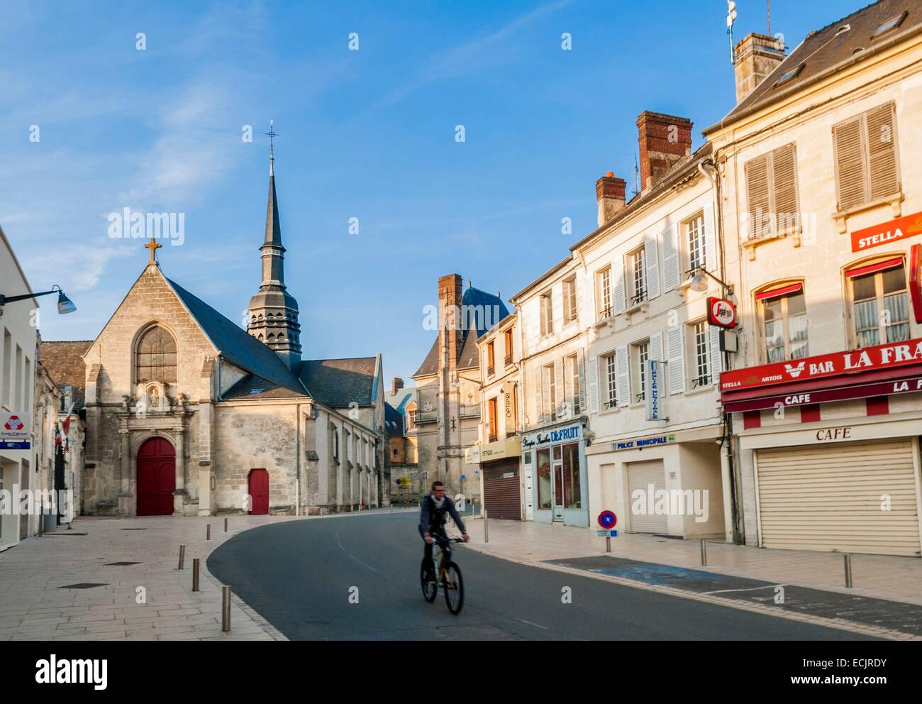 France, Aisne, Villers Cotterets, downtown, Saint Nicolas church Stock Photo