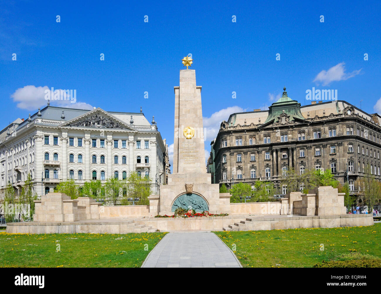 Budapest, Hungary. Szabadsag ter (square). Soviet Army Memorial Stock Photo