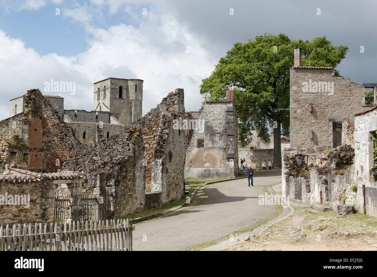 France, Haute Vienne, Oradour sur Glane, the village ruins destroyed during World War II June 10, 1944, main street view Stock Photo