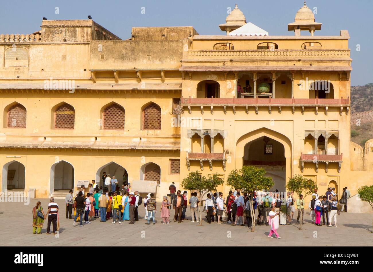 India, Rajasthan state, Hill Forts of Rajasthan listed as World Heritage by UNESCO, Jaipur, Amber Fort, tourists Stock Photo