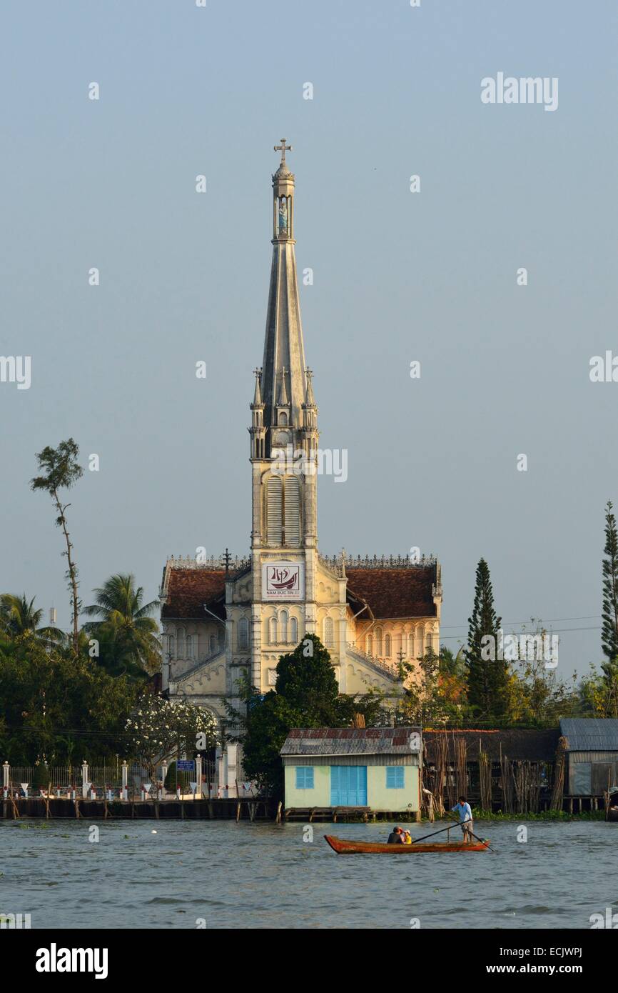 Vietnam, Vinh Long province, Mekong Delta, Cai Be, the catholic church Stock Photo