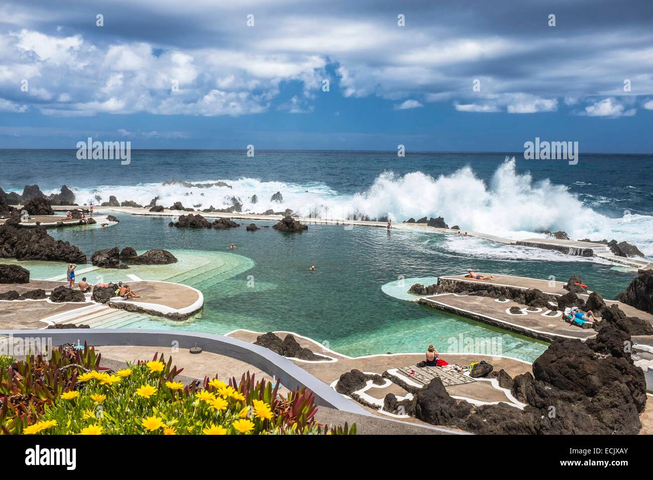 Portugal, Madeira island, Porto Moniz, a small town at the north-west point  of the Island, well known for its natural volcanic pools Stock Photo - Alamy