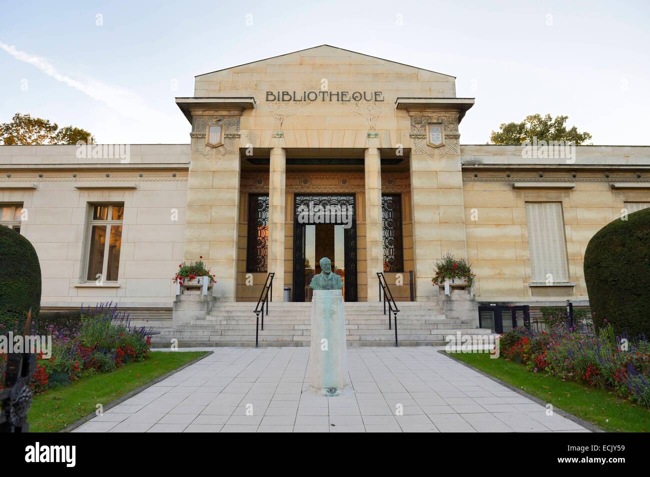 France, Marne, Reims, the Carnegie Library in Art Nouveau style Stock Photo