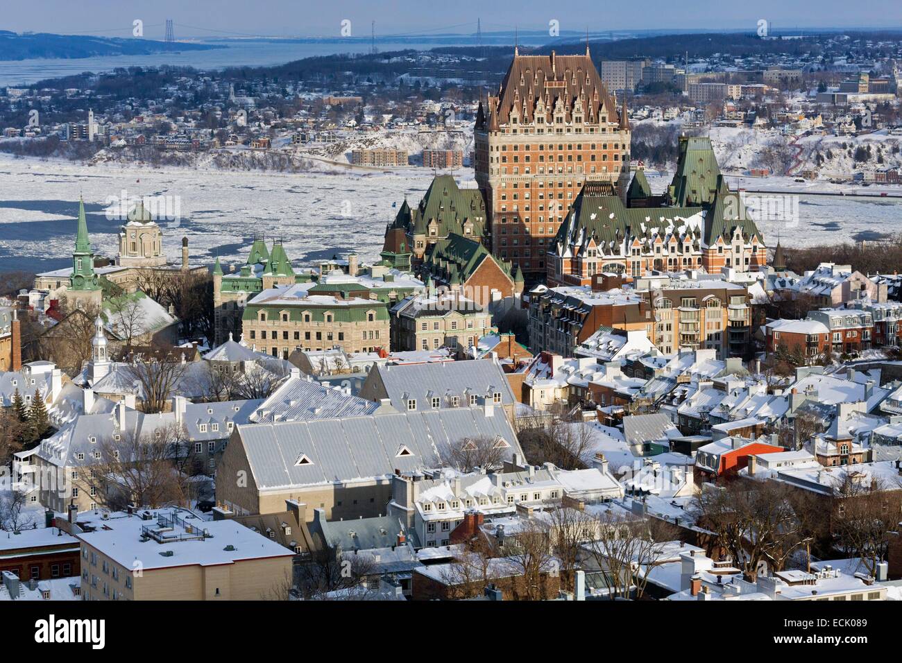 Canada, Quebec province, Quebec City in winter, the Upper Town of Old Québec declared a World Heritage by UNESCO Stock Photo