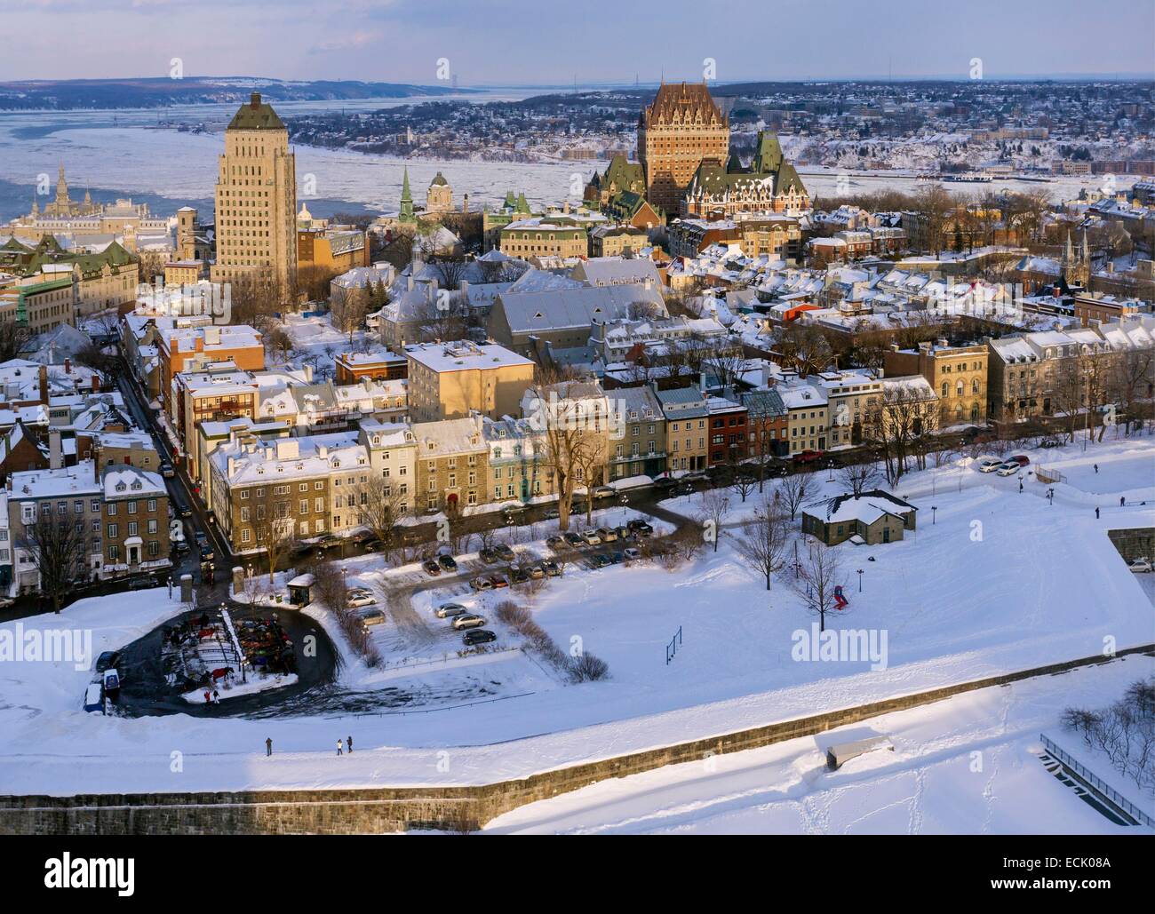 Canada, Quebec province, Quebec City in winter, the Upper Town of Old Québec declared a World Heritage by UNESCO Stock Photo